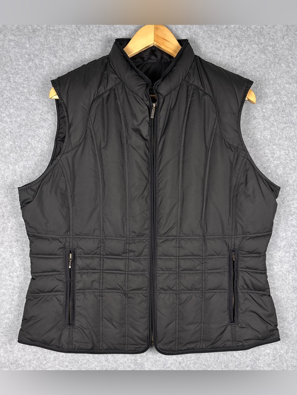 Eddie Bauer Goose Down Vest Womens XL Black Vintage Quilted Puffer Outdoor